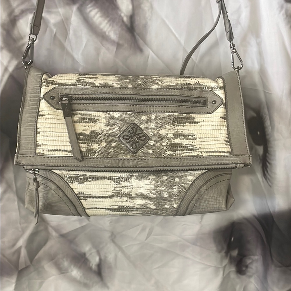 Vera Wang Gray and Cream Crossbody Bag